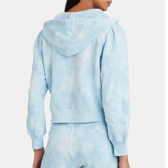 LoveShackFancy Kirby Cropped Tie Dye Hoodie Sweatshirt Pale Blue Size S - Picture 3 of 14